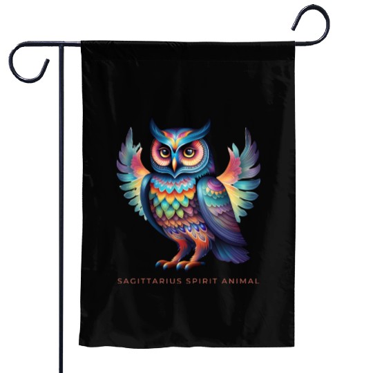 Sagittarius Spirit Animal Owl Alebrije Male Garden Flags