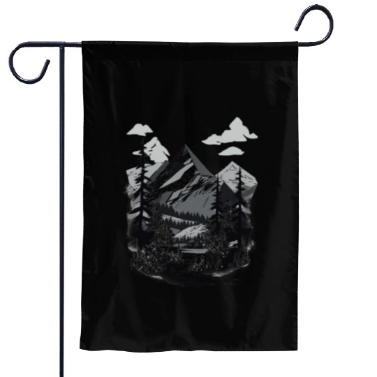 Monochrome Mountain Wilderness Garden Flags