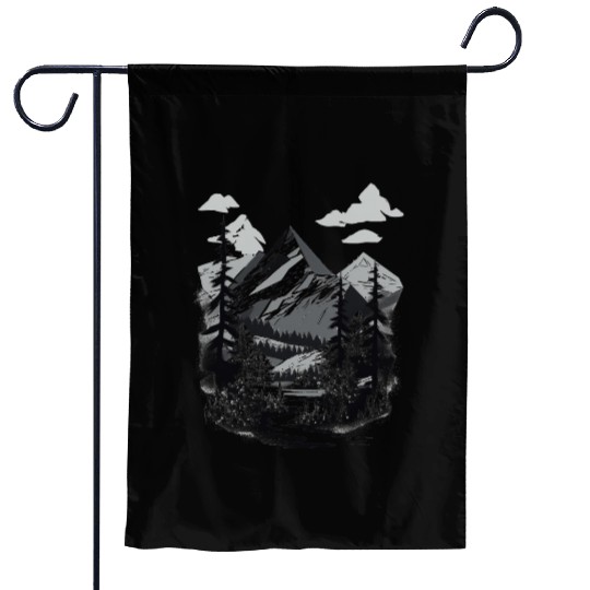 Monochrome Mountain Wilderness Garden Flags