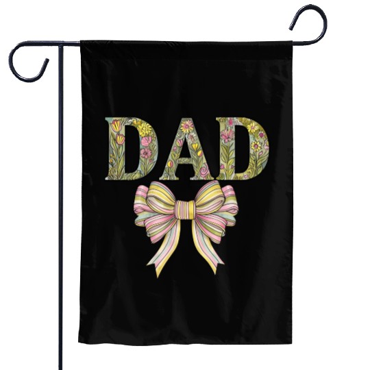 Floral "DAD" Design with Pastel Ribbon Bow Garden Flags