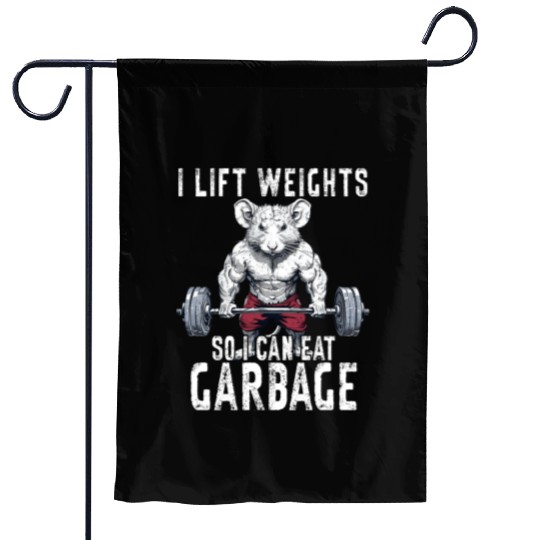 Opossum Weightlifting Workout Gym Gift Garden Flags