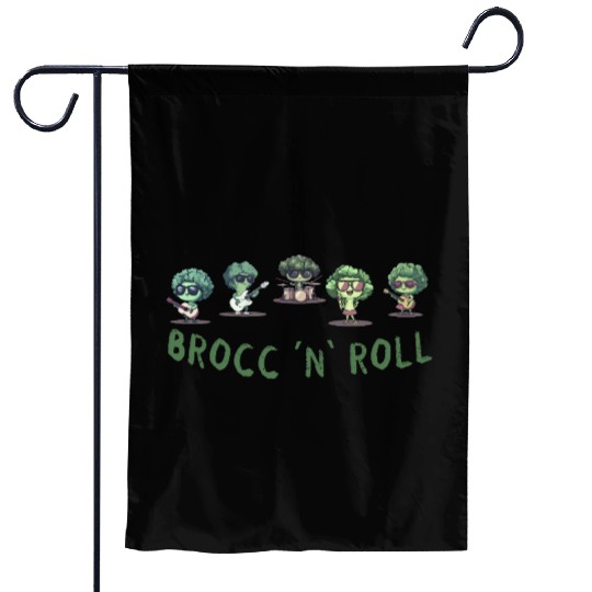 Rock And Roll Broccoli Fun Guitar Rock Band Humor Garden Flags