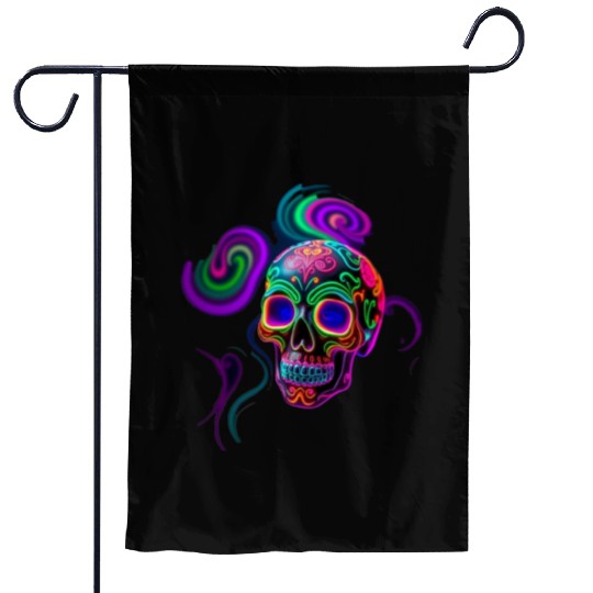 ELECTRIC SUGAR SKULL Garden Flags