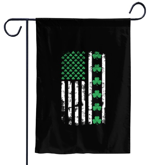 American Flag with Shamrocks for St Patrick's Day Garden Flags