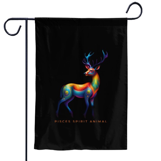 Pisces Spirit Animal Deer Alebrije Garden Flags