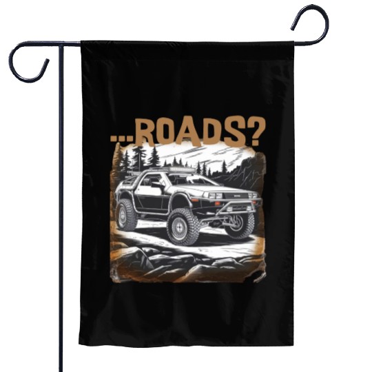 Off-road Delorean Garden Flags