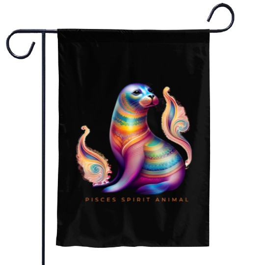 Pisces Spirit Animal Seal Alebrije Female Garden Flags