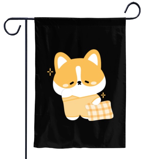 Sleepy Corgi Garden Flags