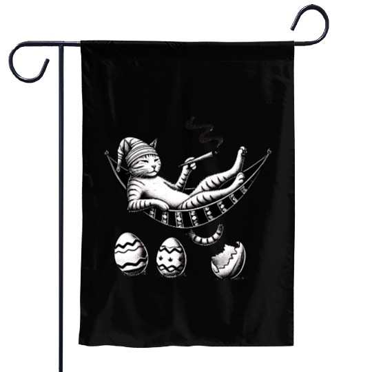 Easter Cat Chill Mode Garden Flags