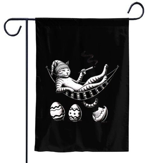 Easter Cat Chill Mode Garden Flags