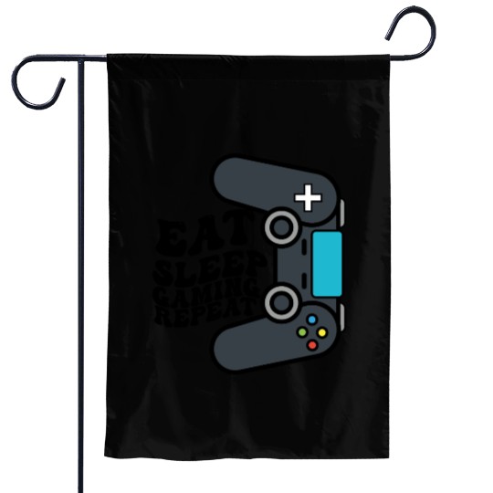 Eat sleep gaming repeat! Garden Flags