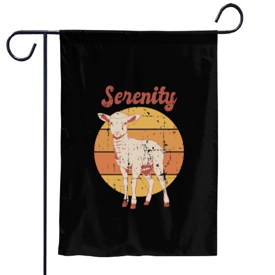 Serenity Vintage Retro Lamb Sunset Garden Flags