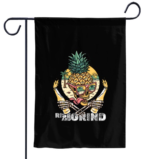 Rise and Grind – Tropical Skull Party Garden Flags