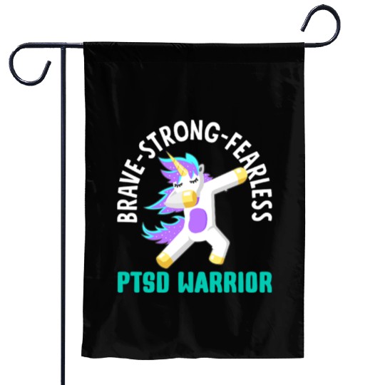 Brave Strong Fearless PTSD Awareness Garden Flags