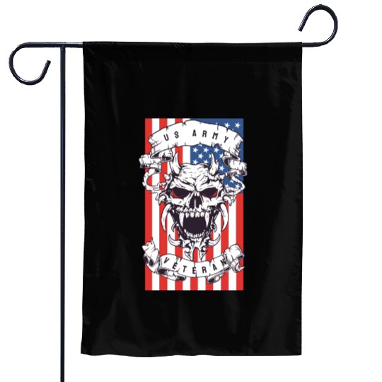 US Army Veteran Skull Garden Flags
