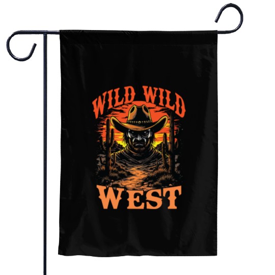 Wild Wild West Cowboy Sunset Garden Flags