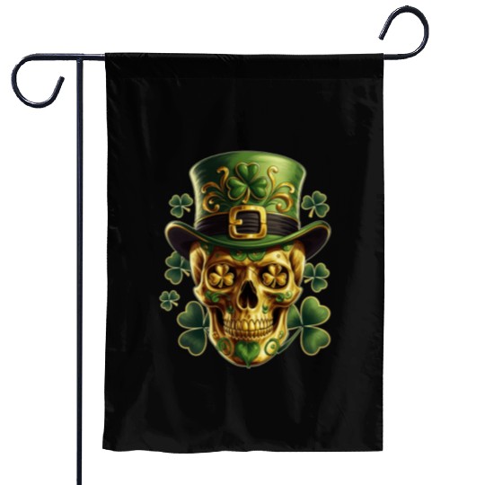 St Patricks Day Sugar Skull Shamrock Irish Mexican Garden Flags