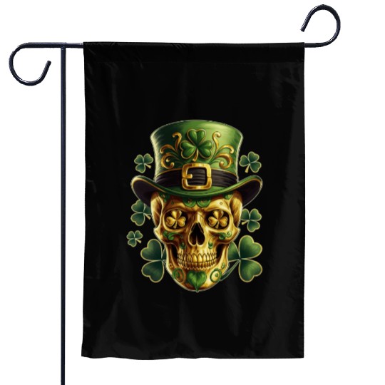 St Patricks Day Sugar Skull Shamrock Irish Mexican Garden Flags