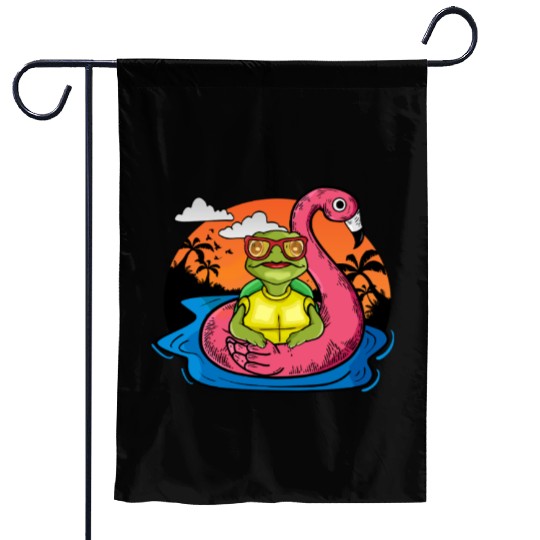 Funny Sea Turtle Swimming Flamingo Pool Sea Turtle Garden Flags