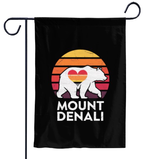 Vintage Bear Mount Denali Sunset Wilderness Garden Flags