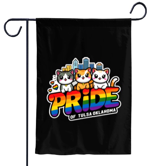 Pride of Tulsa City Oklahoma USA Rainbow Flag Garden Flags