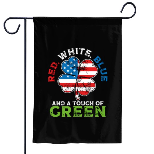 Red White Blue and a Touch of Green Irish USA Garden Flags