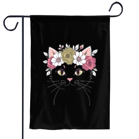 Royal Cat with a Rose Crown Garden Flags