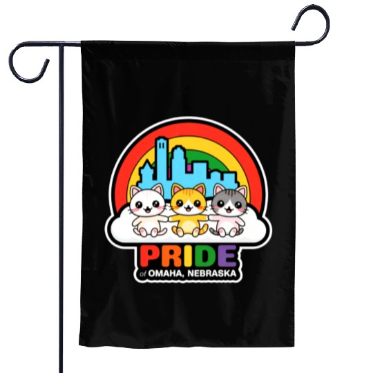 Pride of Omaha City Nebraska USA Rainbow Flag Garden Flags