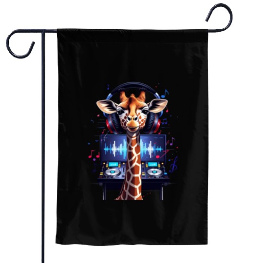 DJ Giraffe: Vibrant Beats Garden Flags