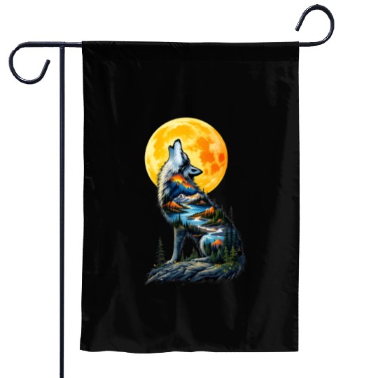 Howling Wolf Garden Flags