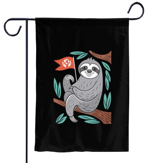 Environmentalist Sloth Embracing Earth Stewardship Garden Flags