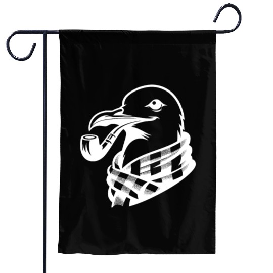 Pipe-diving Seafarer Seagull As A Coastal Motif Garden Flags