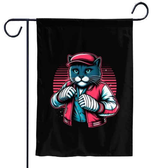 Vintage Street Fighter Cat #Vintage #Streetwear Garden Flags