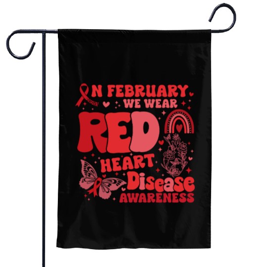 In February We Wear Red Rainbow CHD Awareness Garden Flags