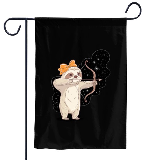 Sagittarius Zodiac Sloth Bow and Stars Garden Flags