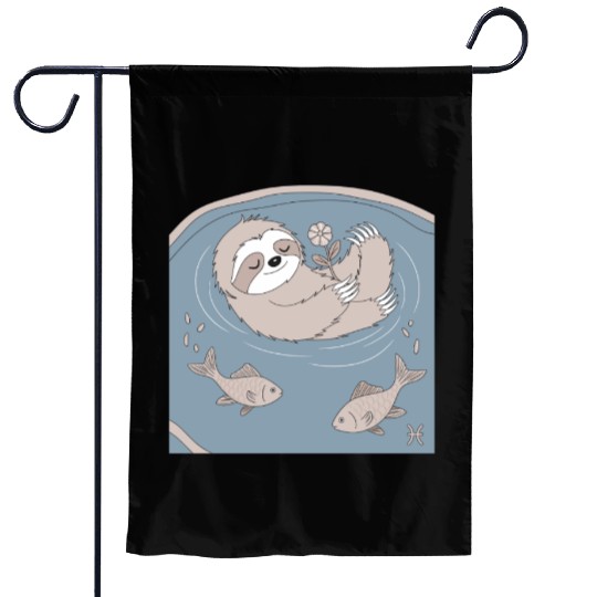 Relaxing Pisces Zodiac Sloth Embracing Serenity Garden Flags