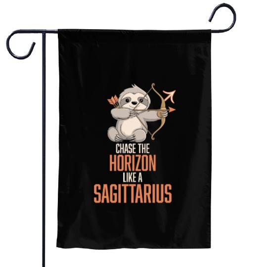 Chase The Horizon Like A Sagittarius Zodiac Sloth Garden Flags