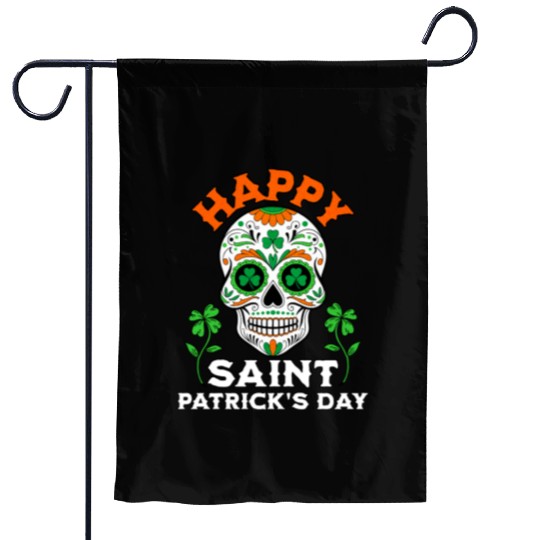 Happy Saint Patrick's Day Irish Sugar Skull Garden Flags