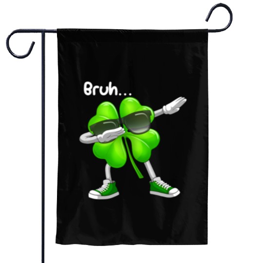 Bruh Dabbing Shamrock - Funny St Patricks Day Garden Flags