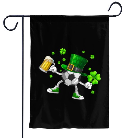 Soccer Drinking Beer St Patrick's Day Garden Flags