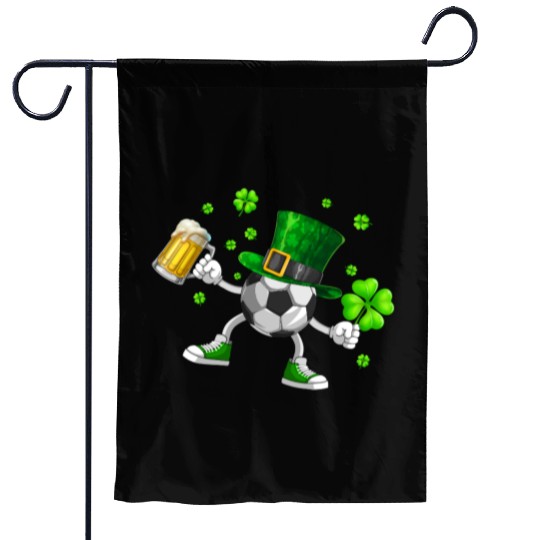Soccer Drinking Beer St Patrick's Day Garden Flags