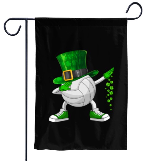 Funny Dabbing Shamrock Volleyball St Patrick's Day Garden Flags