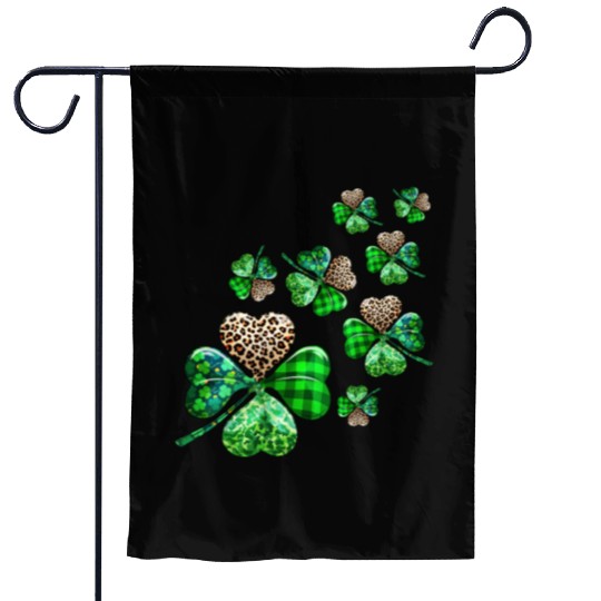 St. Patrick's Day Shamrock Irish Leopard Garden Flags