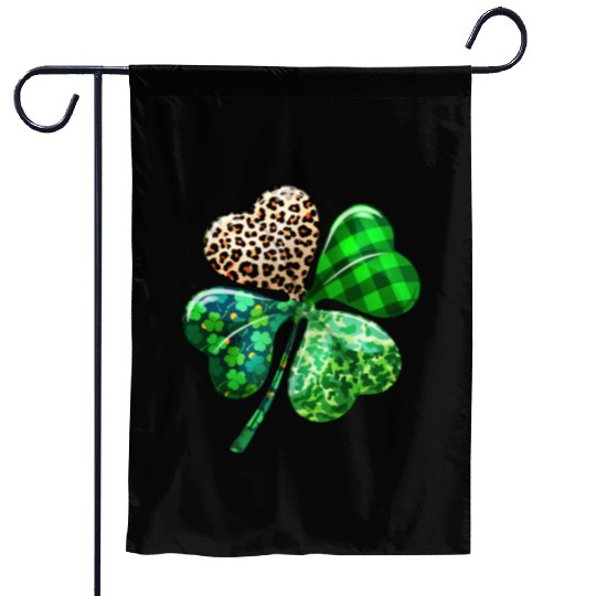 St. Patrick's Day Shamrock Irish Leopard Garden Flags