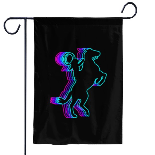 Retro Rodeo Barrel Racer Barrel Racing Vaporwave Garden Flags