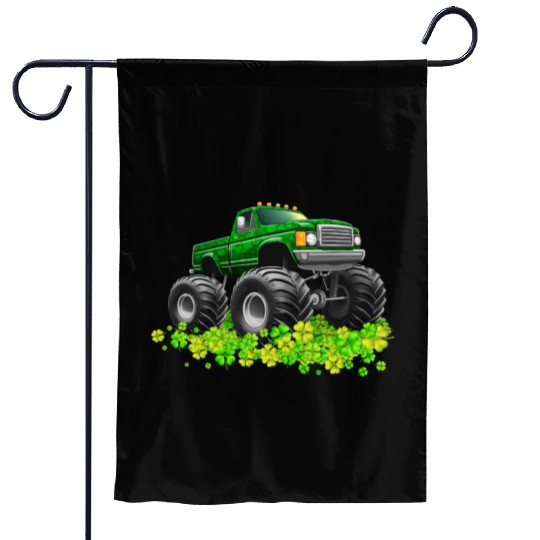 St Patricks Day Toddler Lucky Monster Truck Garden Flags