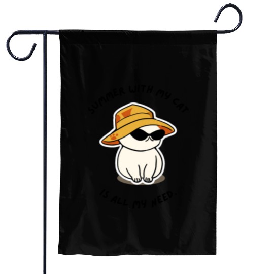 summer with my cat is all my need cat lovers Garden Flags