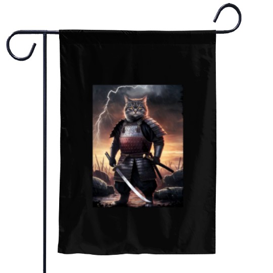 Japanese Cat Samurai Cat Garden Flags