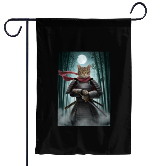 Japanese Cat Samurai Cat Garden Flags