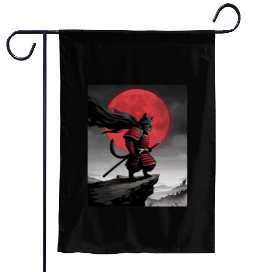 Japanese Cat Samurai Cat Garden Flags